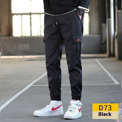 Men's Loose All-match Multi-pocket Wear-resistant Solid Color Ankle Banded Working Pants